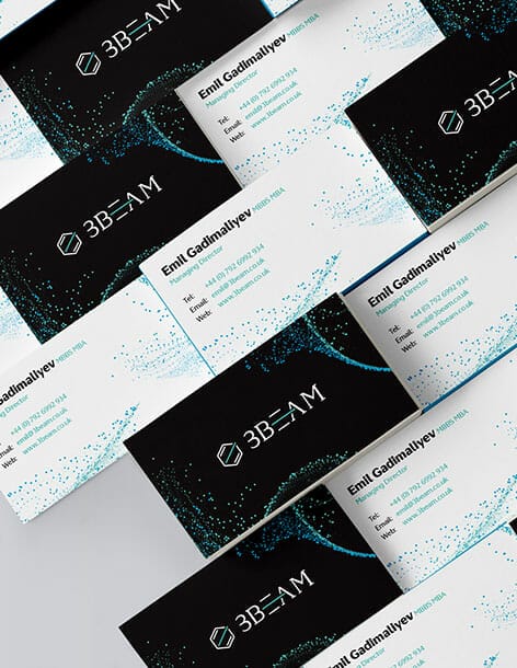 Photo of medical business cards for 3Beam in black and white