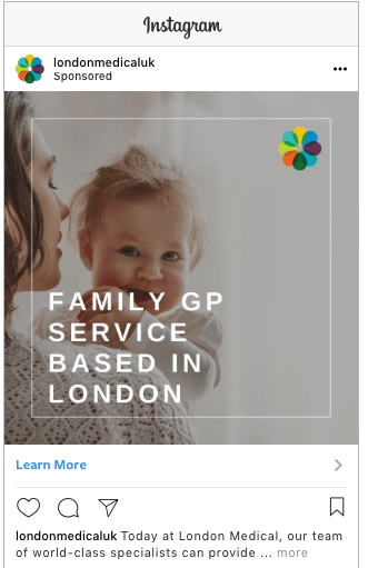 London Medical Instagram advert for family